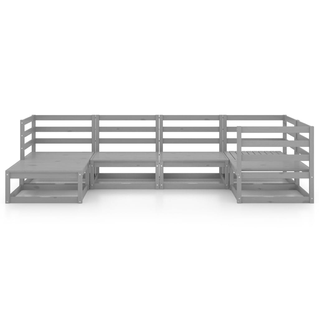 6-piece garden lounge set, grey, solid pine wood