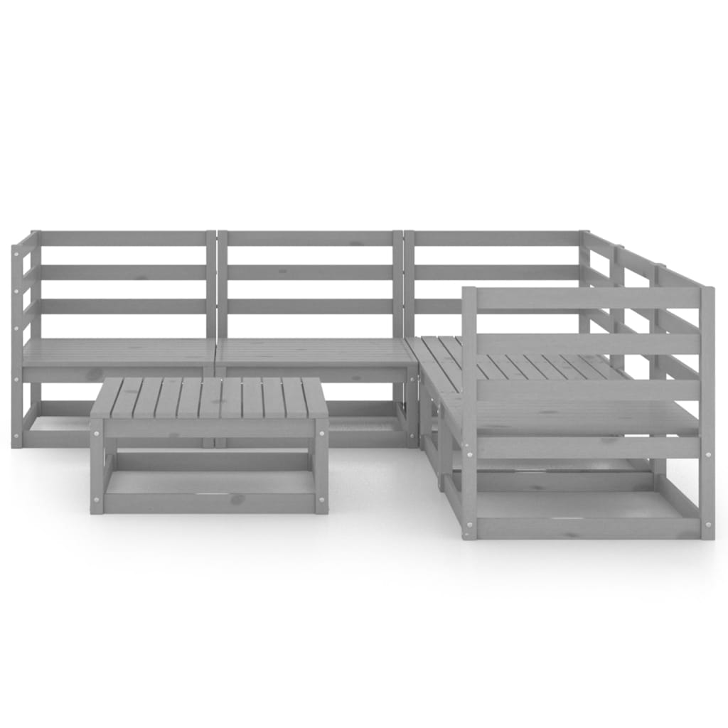 6-piece garden lounge set, grey pine solid wood