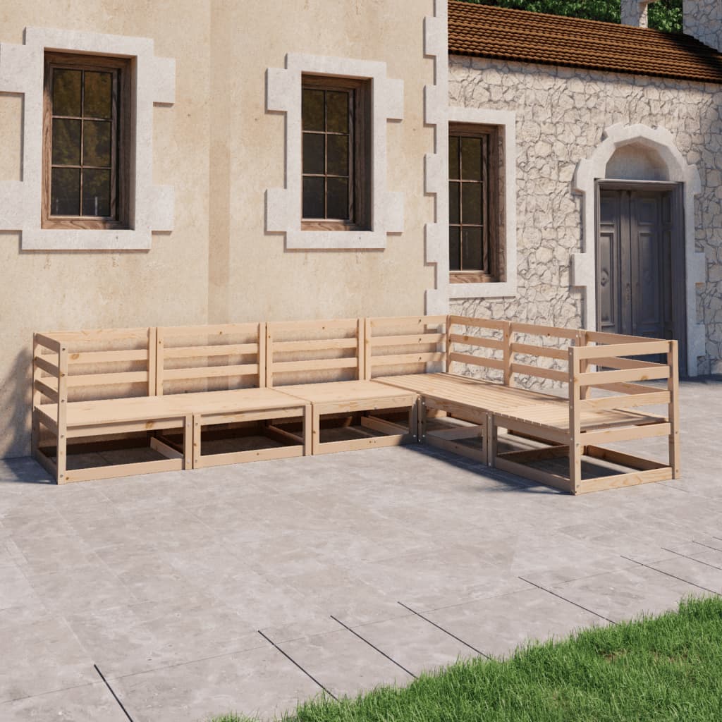 6-tlg. Garten-Lounge-Set Massivholz Kiefer