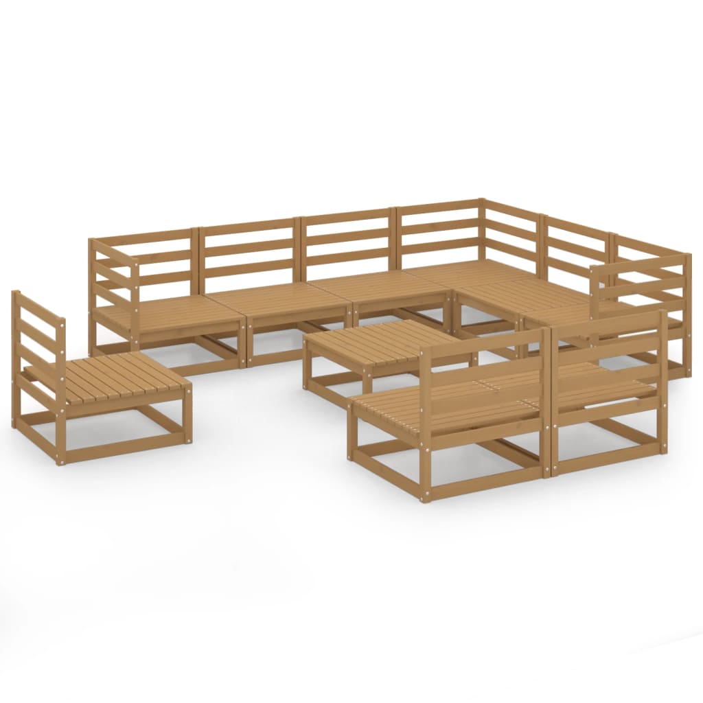 10-piece garden lounge set, honey brown, solid pine wood
