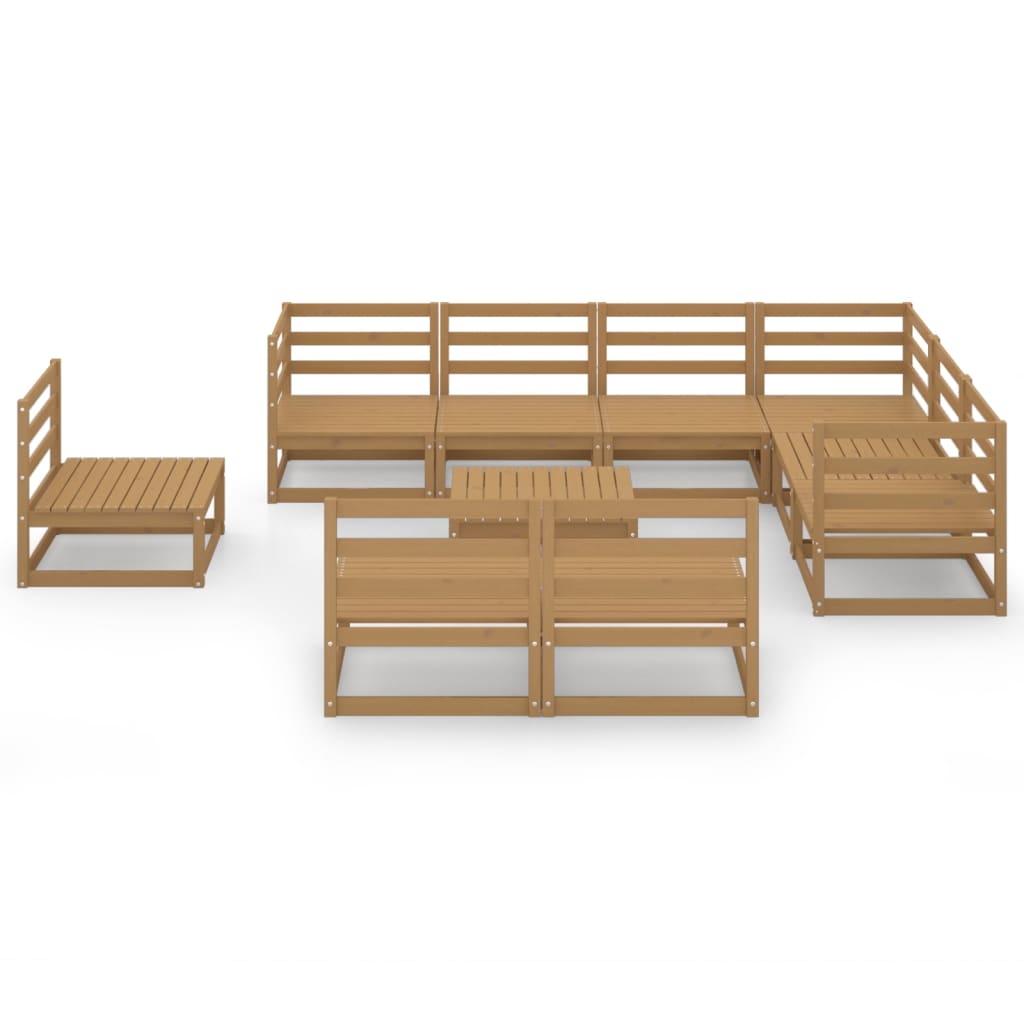 10-piece garden lounge set, honey brown, solid pine wood