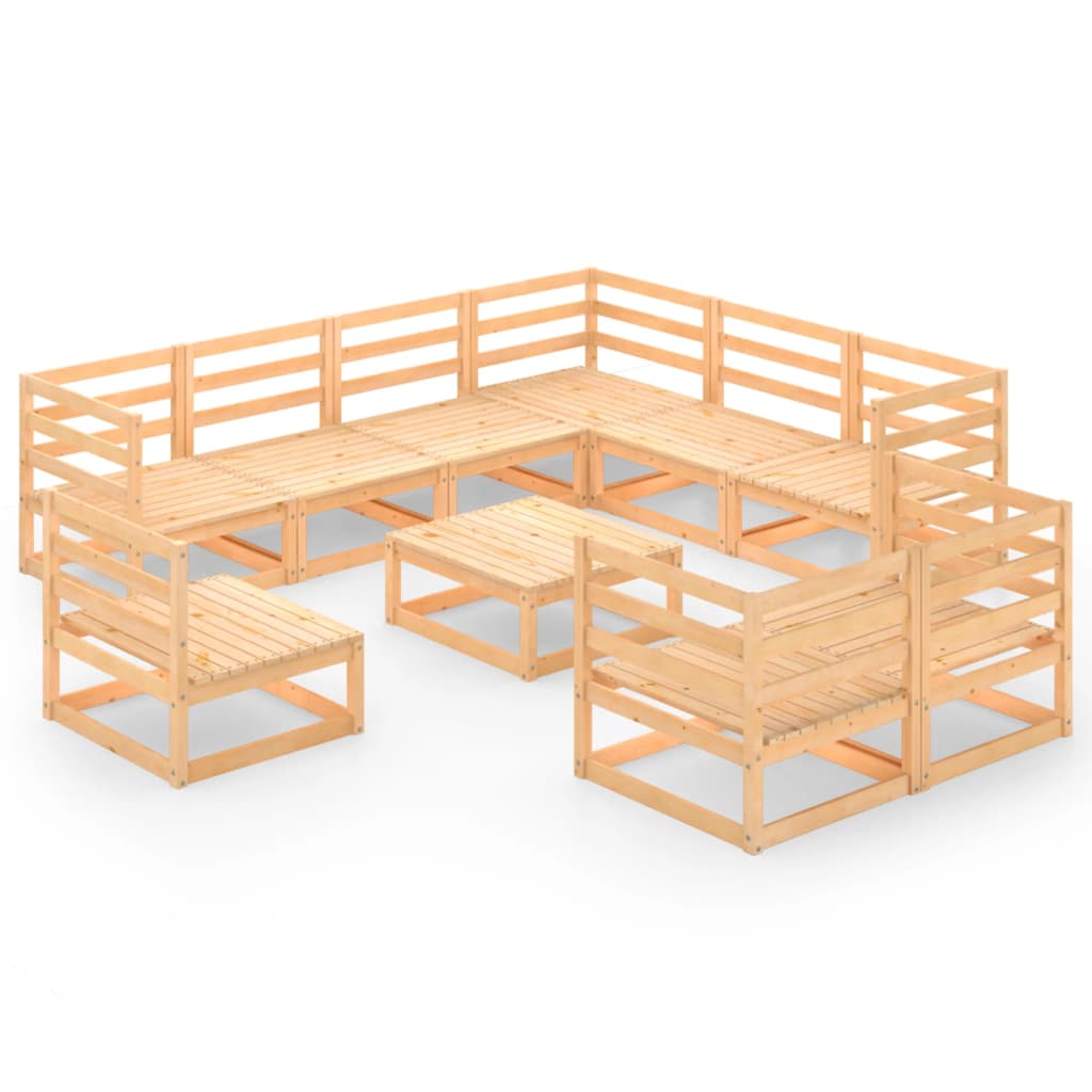 10-piece garden lounge set made of solid pine wood