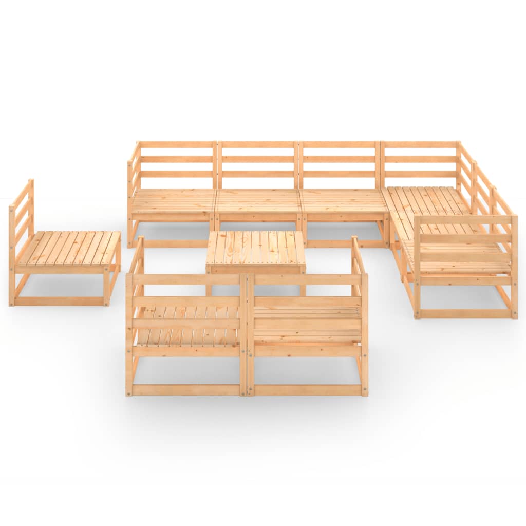 10-piece garden lounge set made of solid pine wood