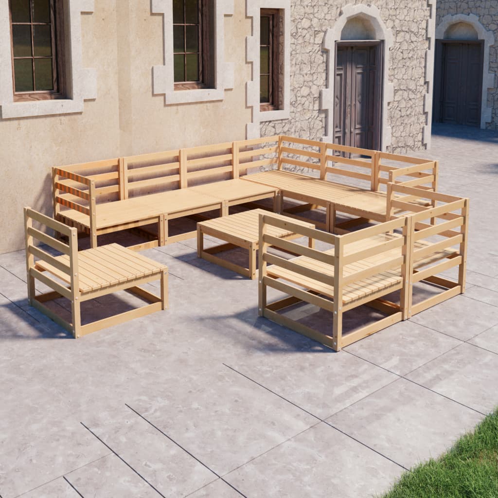 10-piece garden lounge set made of solid pine wood