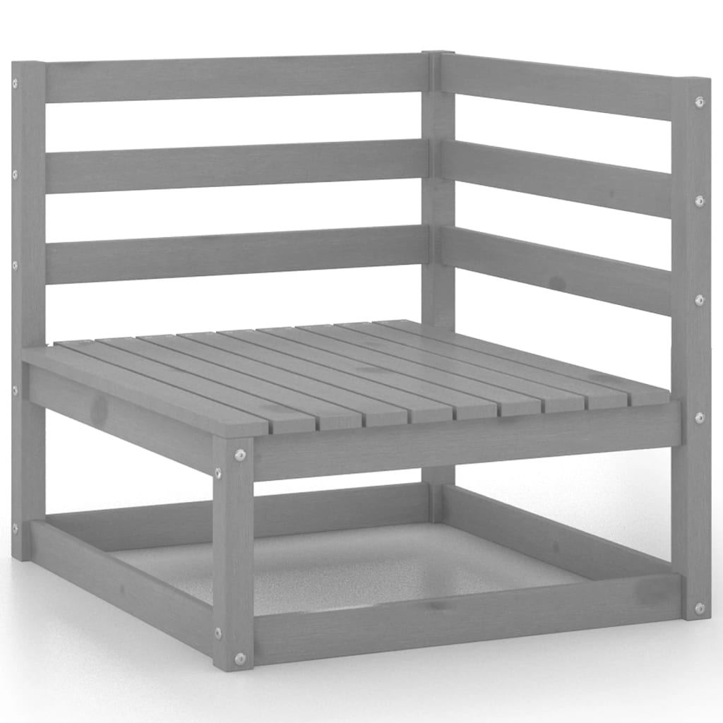 10-piece garden lounge set, grey pine solid wood