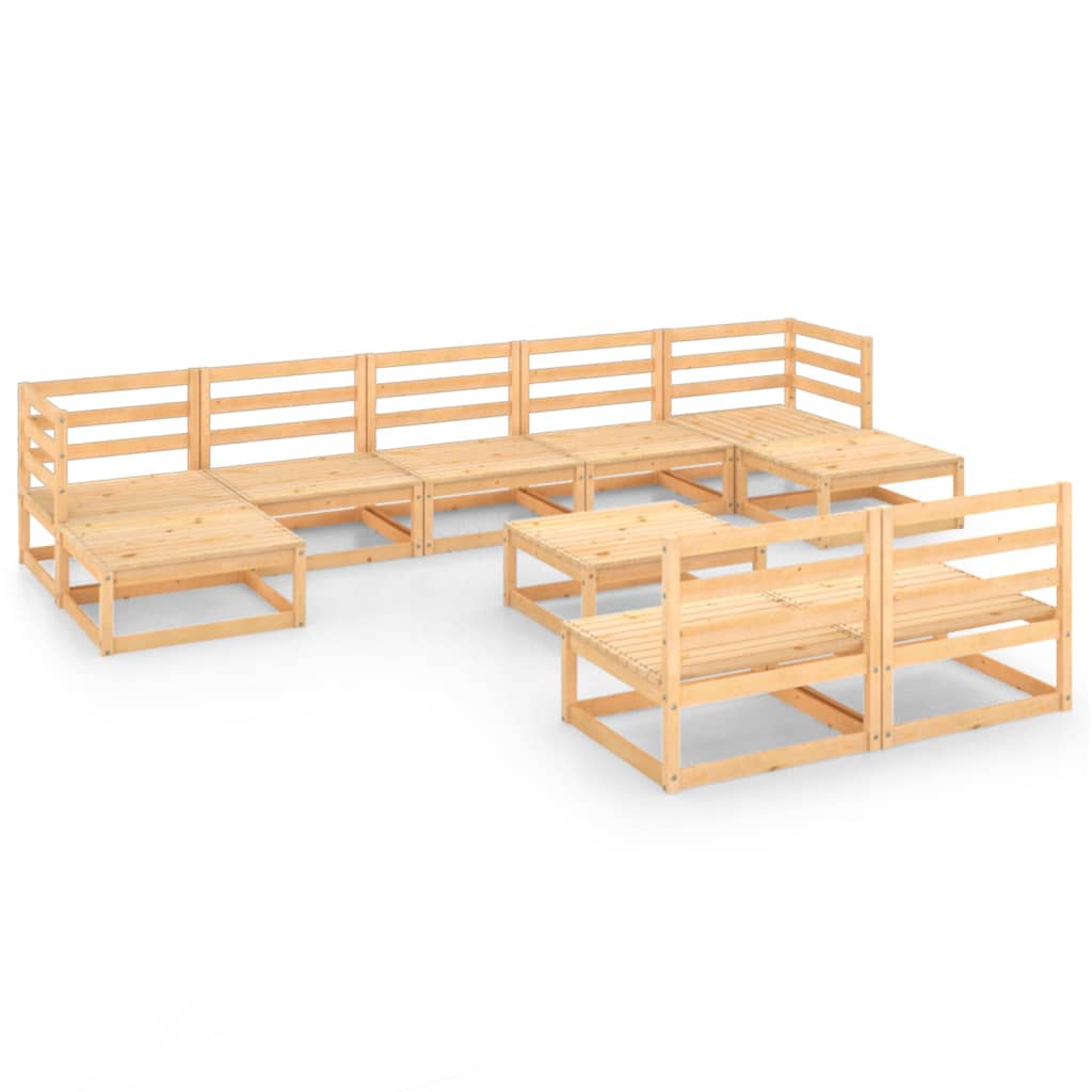10-tlg. Garten-Lounge-Set Massivholz Kiefer