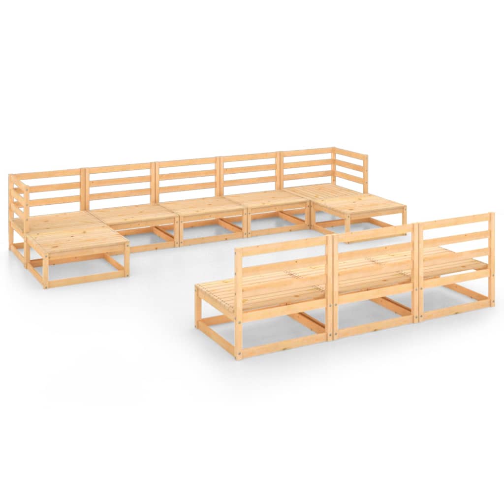 10-tlg. Garten-Lounge-Set Massivholz Kiefer