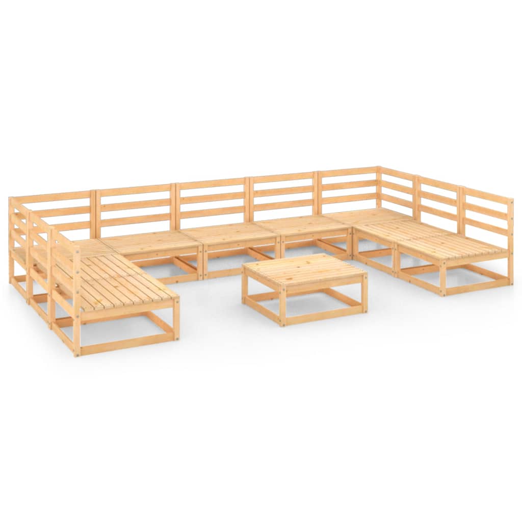 10-tlg. Garten-Lounge-Set Massivholz Kiefer