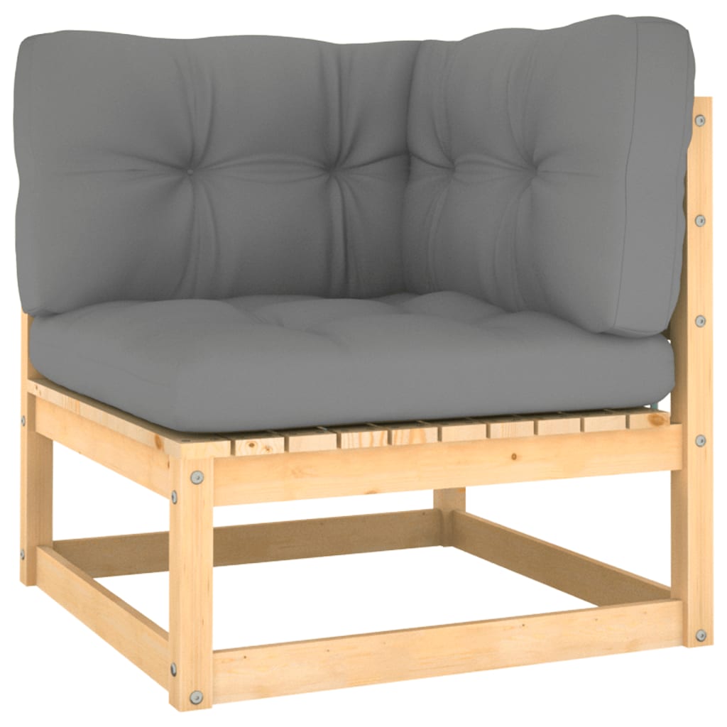 3-seater garden sofa with cushions made of solid pine wood