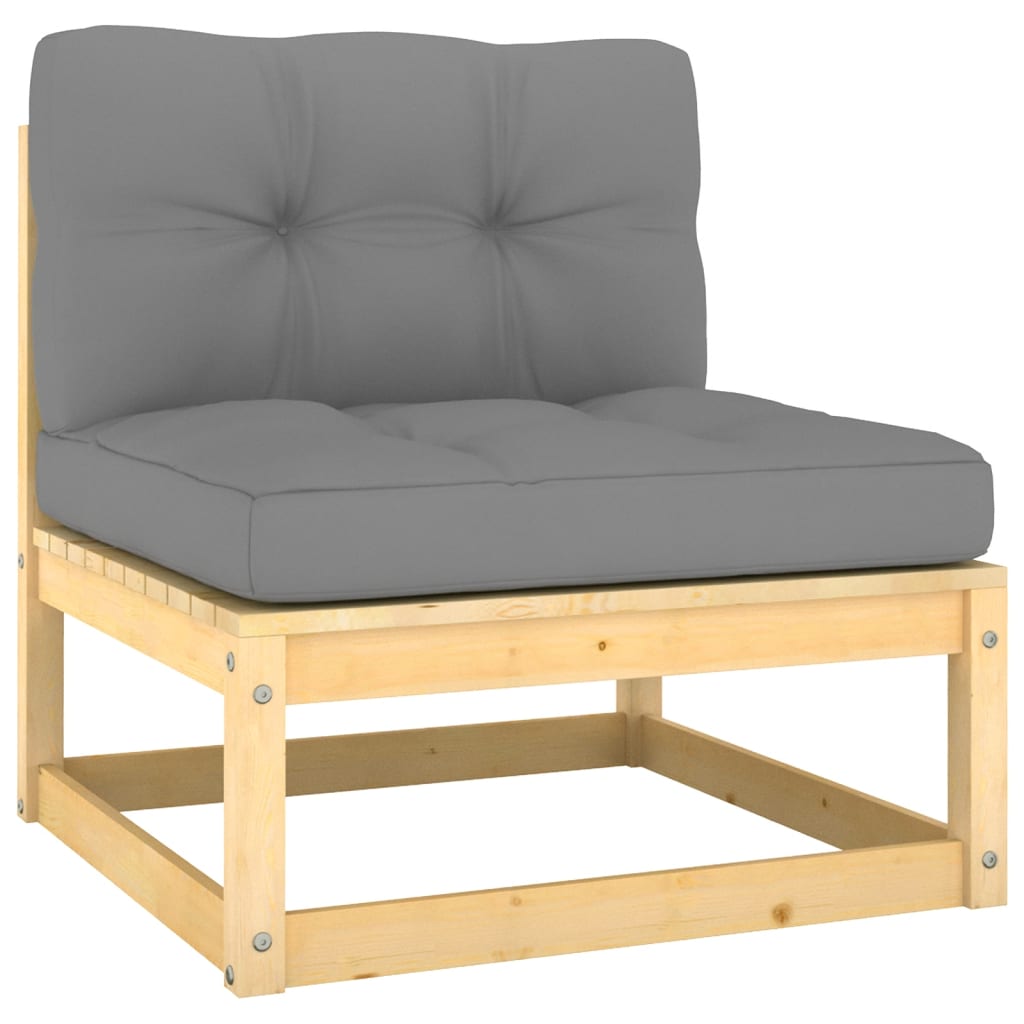 3-seater garden sofa with cushions made of solid pine wood