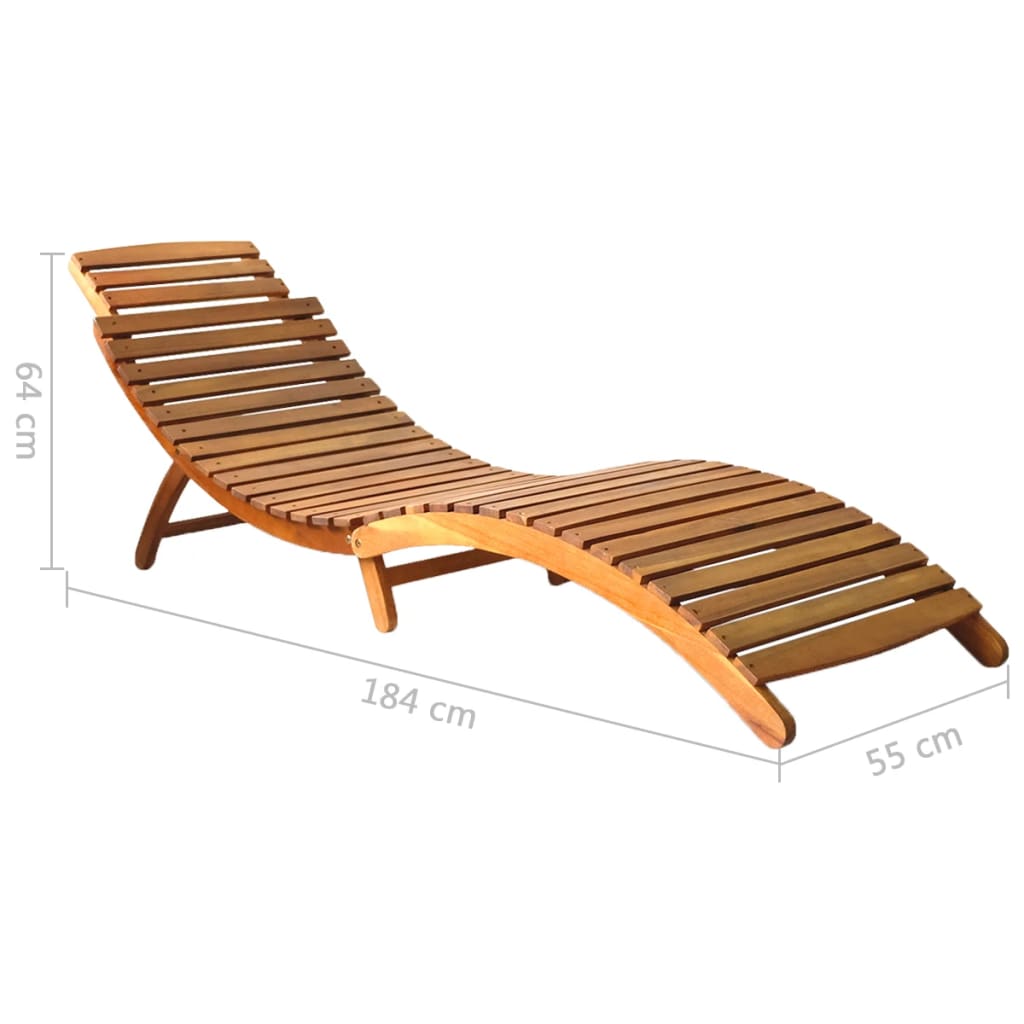 Chaises longues, lot de 2, en bois d'acacia massif