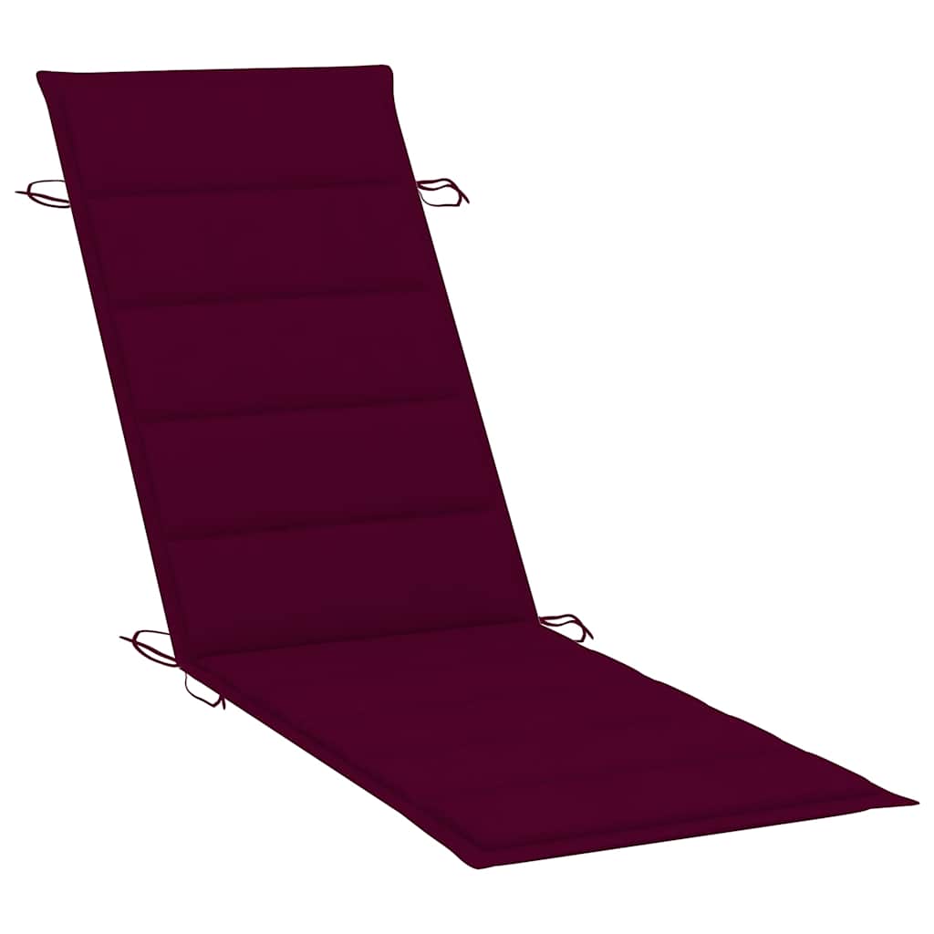 Chaises longues 2 pièces avec table et coussins en bois massif d'acacia