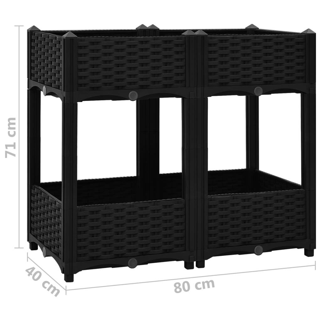 Jardinière surélevée 80x40x71 cm en polypropylène