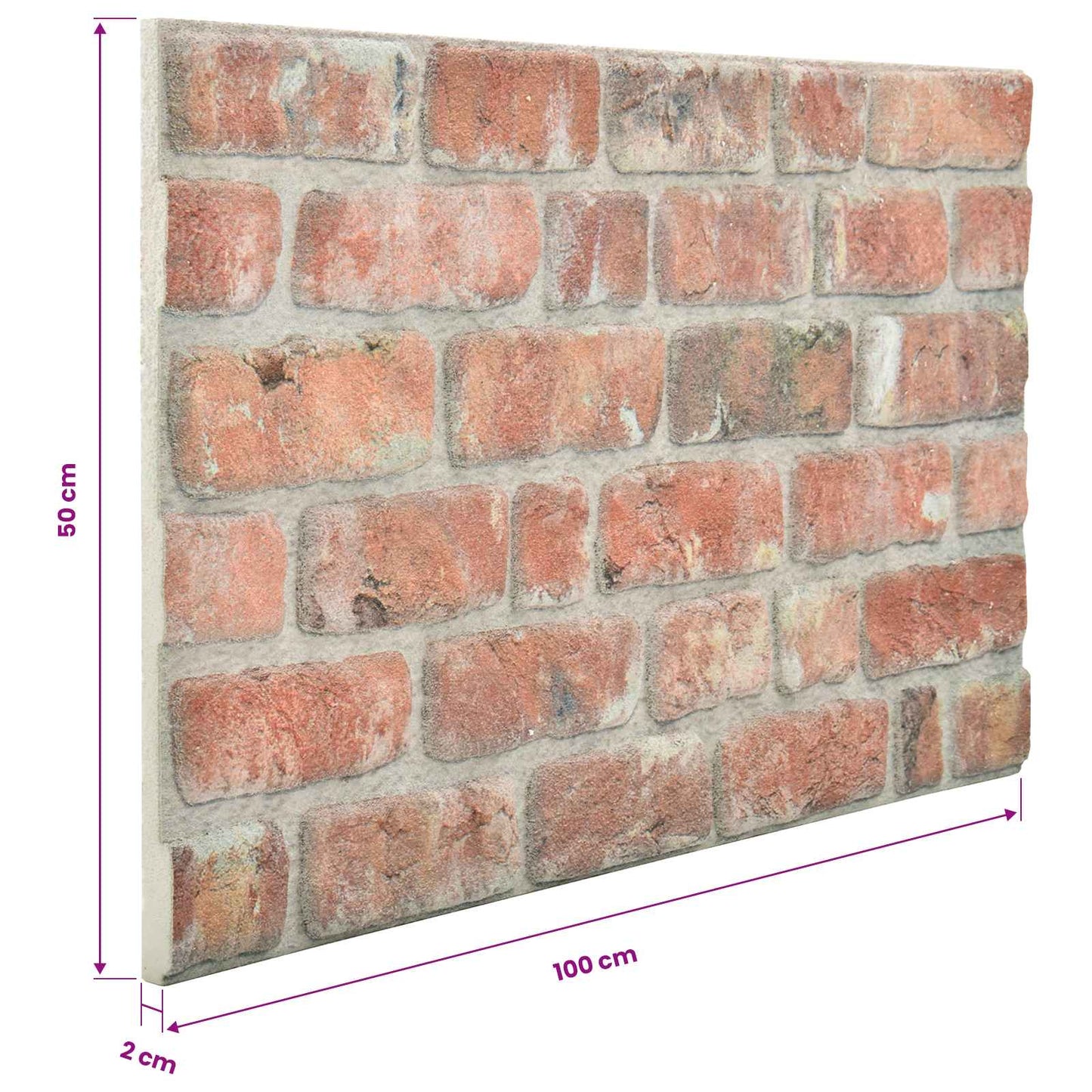 Wandpaneele 10 stk. 100 x 50 cm Rot EPS-Schaum