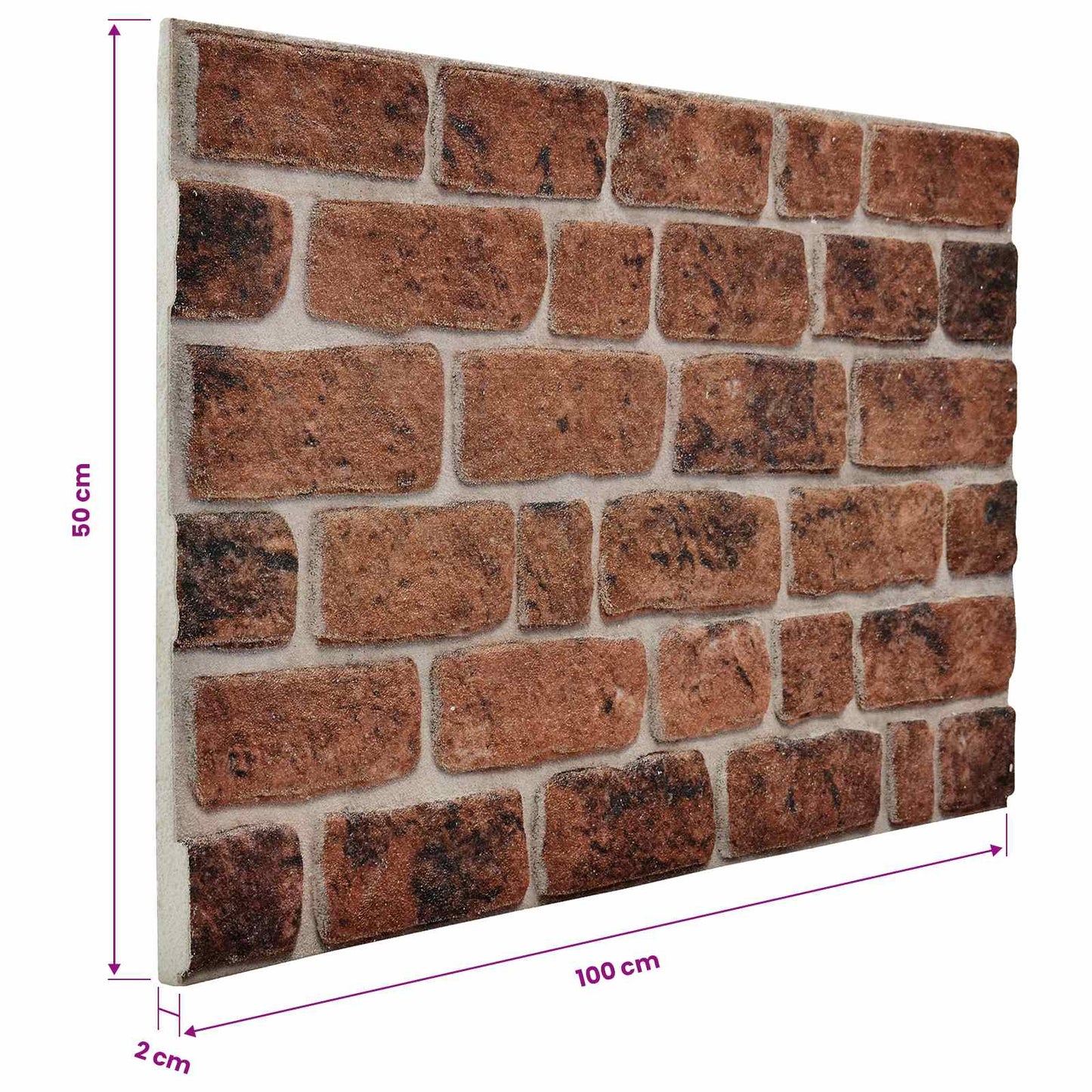 Wandpaneele 10 stk. 100 x 50 cm Braunes Ziegel EPS-Schaum