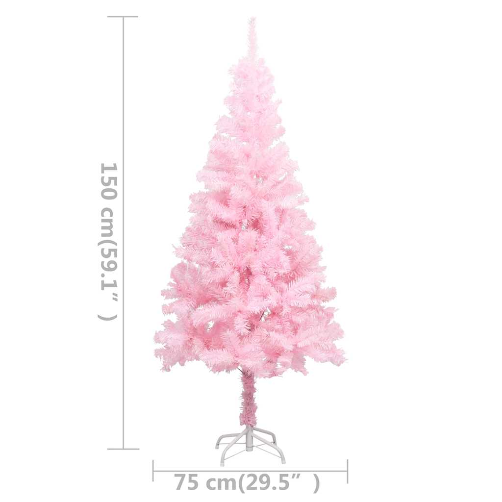 Künstlicher Weihnachtsbaum mit Beleuchtung & Kugeln Rosa 150cm