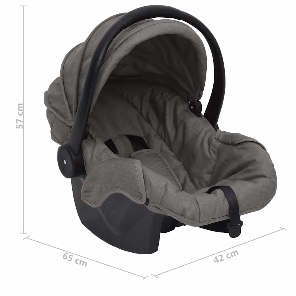 3-in-1 Kinderwagen Hellgrau und Schwarz Stahl