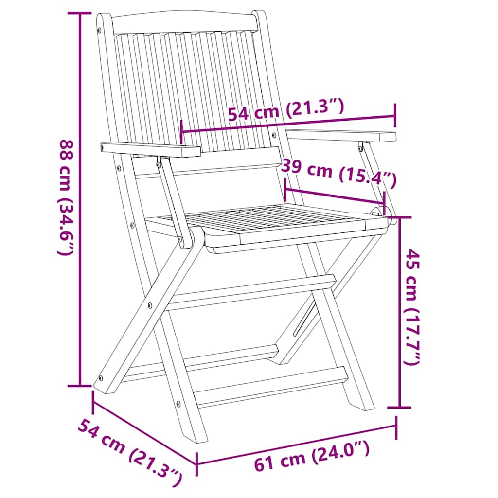 Klappstühle, 8 Stück, massives Akazienholz