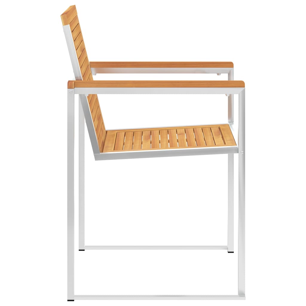 Lot de 6 chaises de jardin en teck massif et acier inoxydable