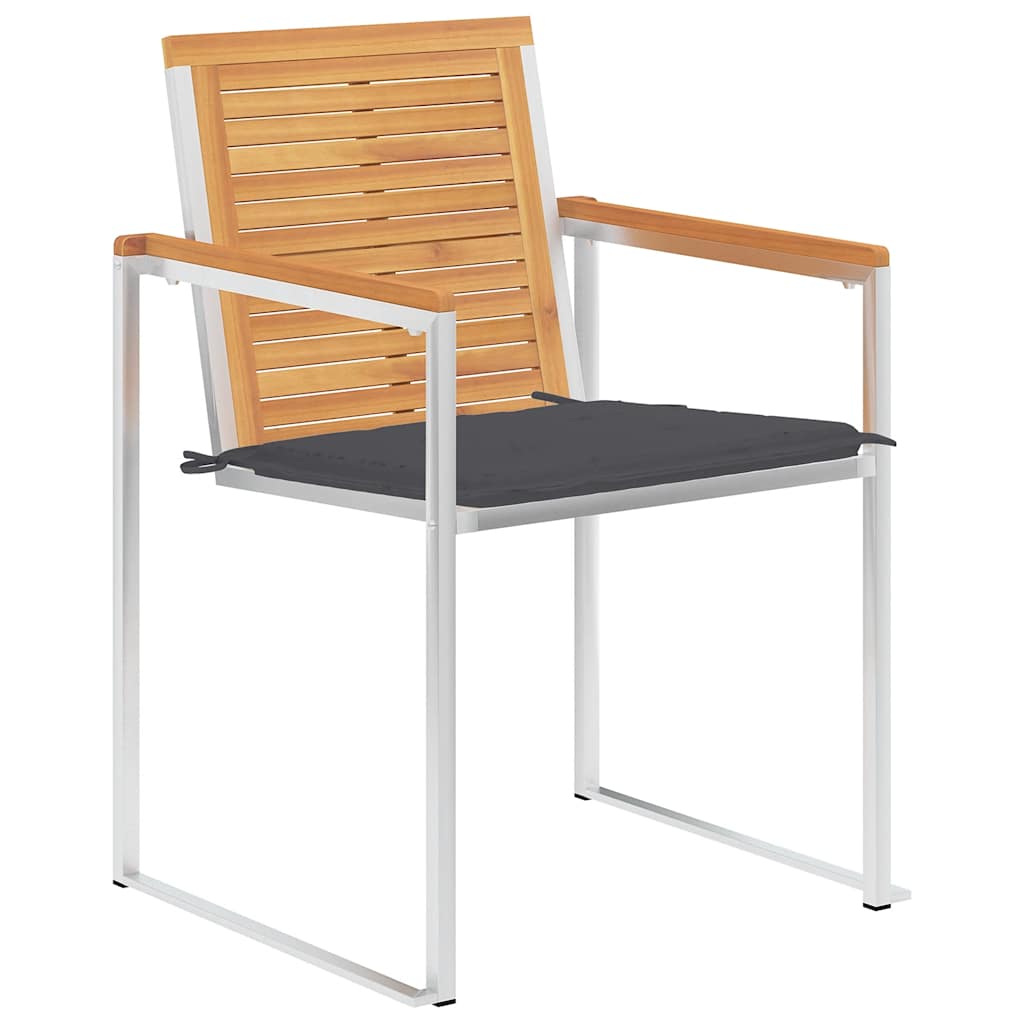 Lot de 6 chaises de jardin avec coussins en teck massif