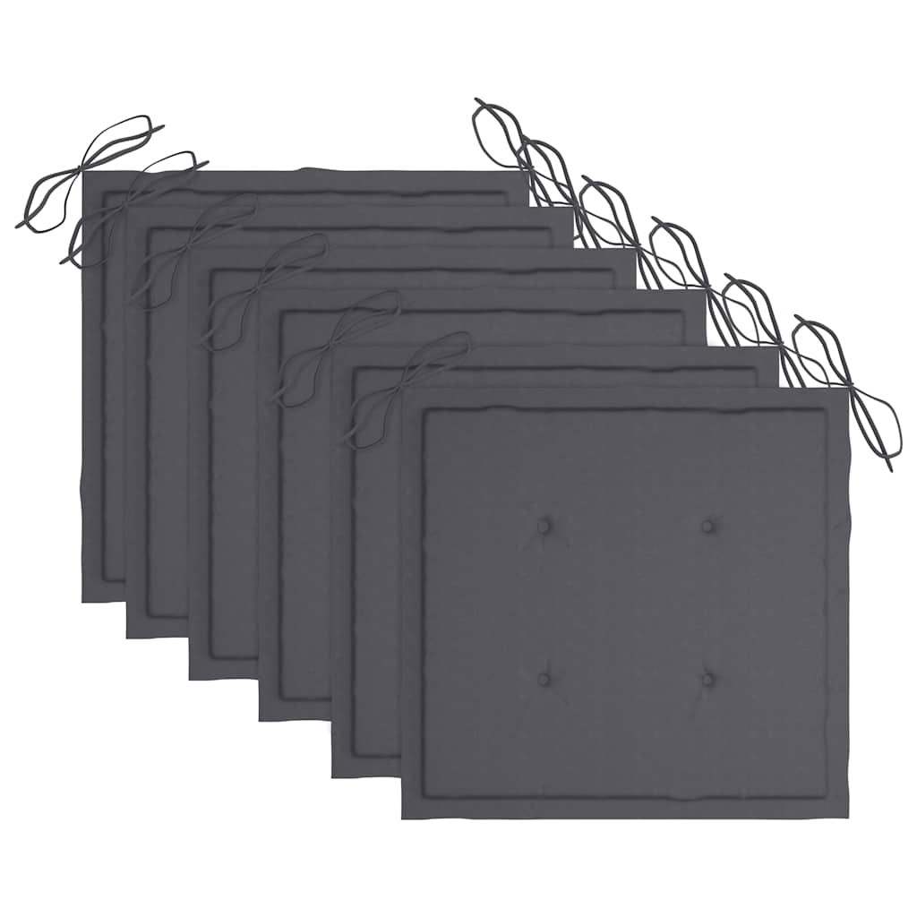Lot de 6 chaises de jardin avec coussins en teck massif