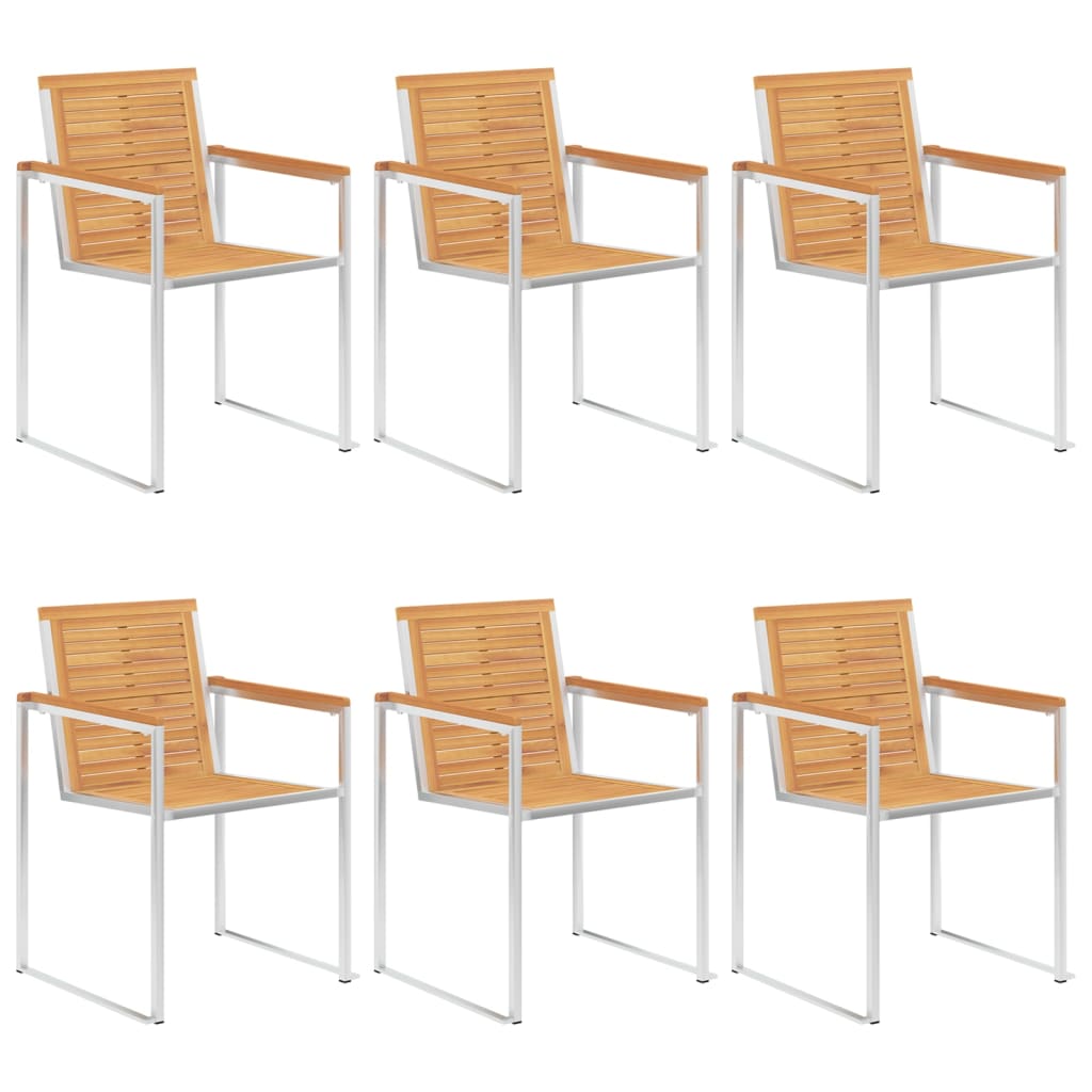 Lot de 6 chaises de jardin avec coussins en teck massif