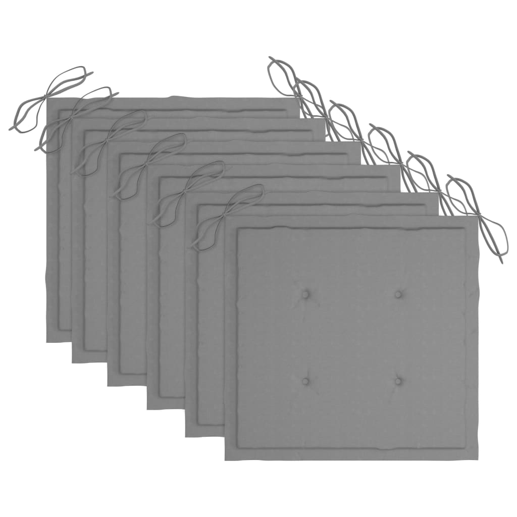 Lot de 6 chaises de jardin avec coussins en teck massif