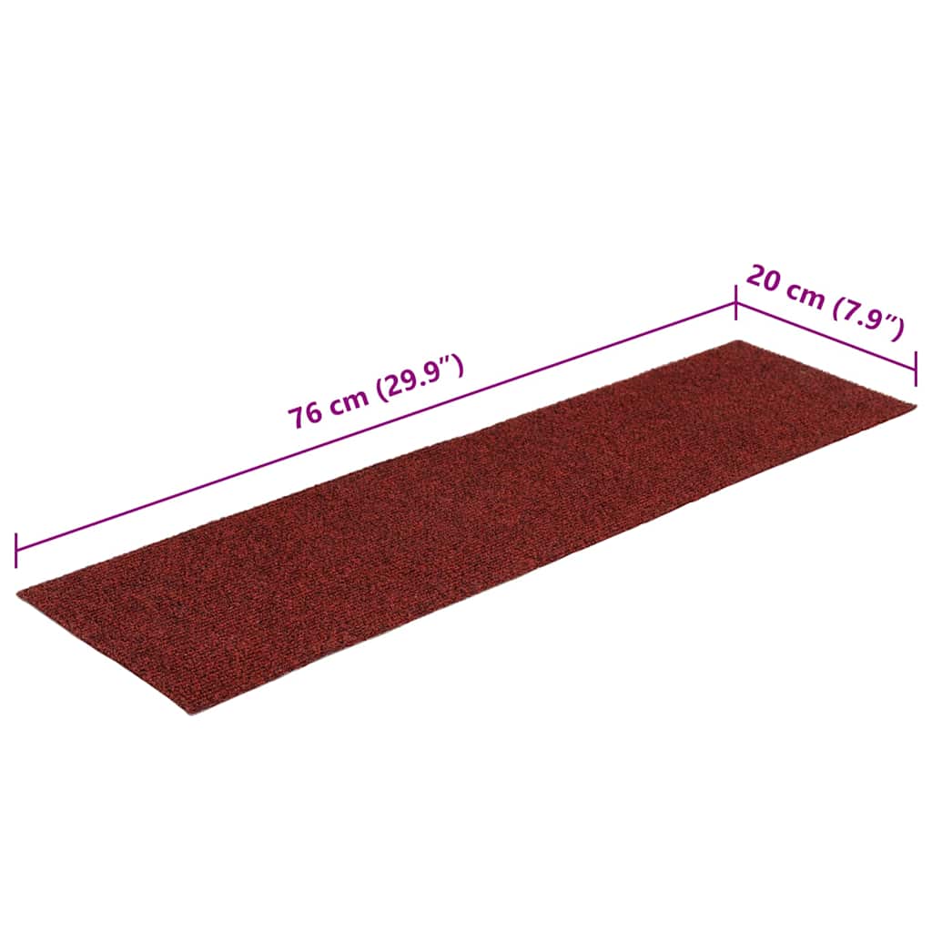 Stufenmatten Selbstklebend 15 Stk. 76x20 cm Bordeauxrot Rechteckig