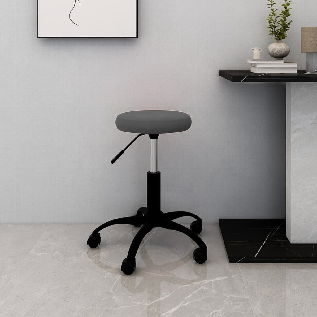 Chaise de bureau pivotante en velours gris foncé