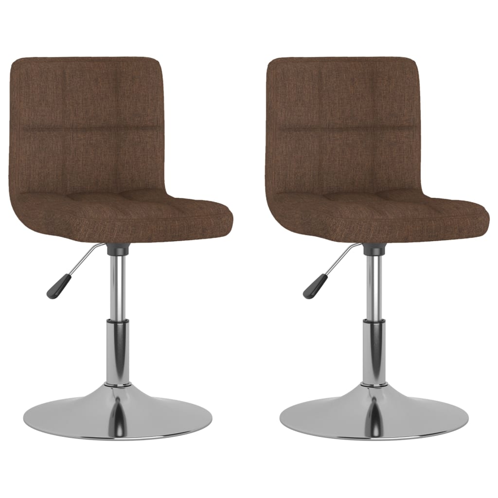 Dining Chairs 2 pcs. Swivel Brown Fabric
