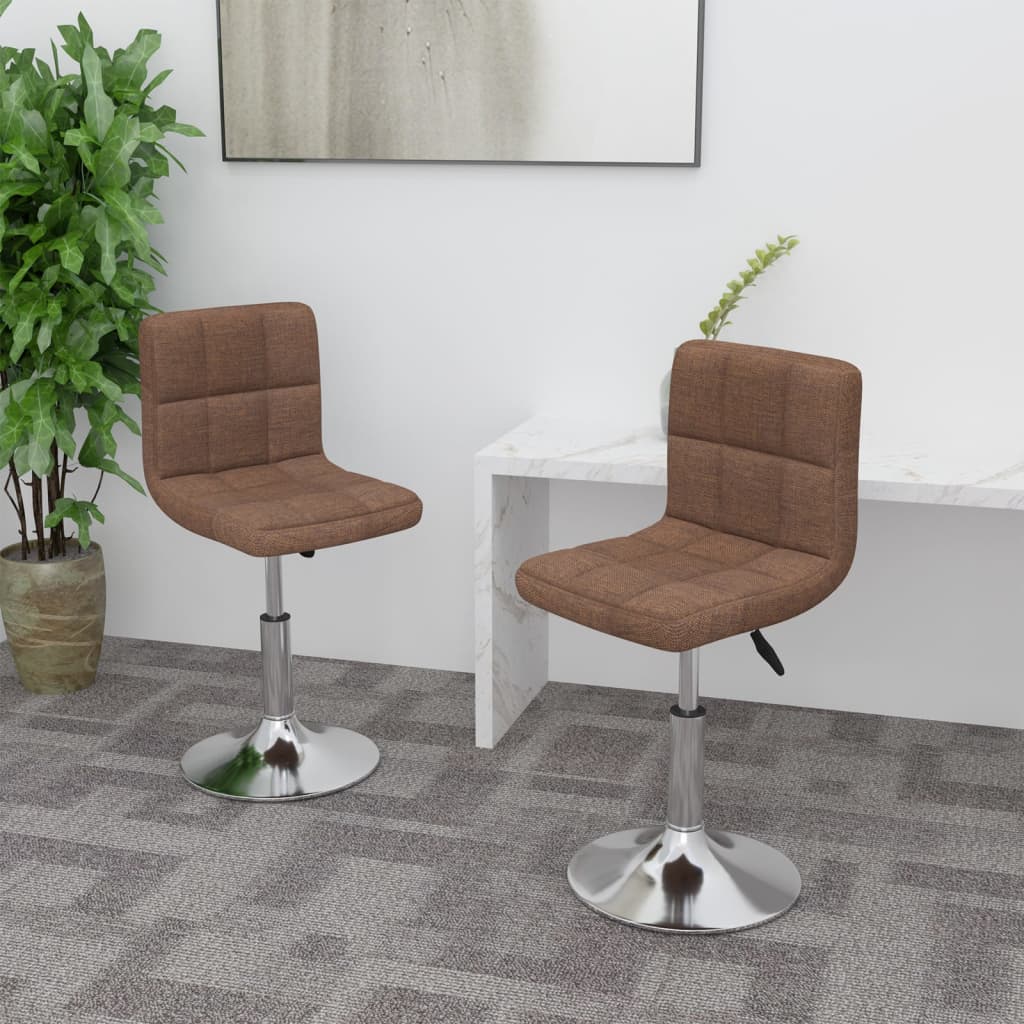 Dining Chairs 2 pcs. Swivel Brown Fabric