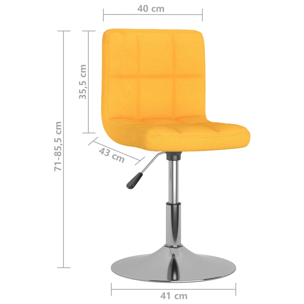 Lot de 2 chaises de salle à manger pivotantes en tissu jaune