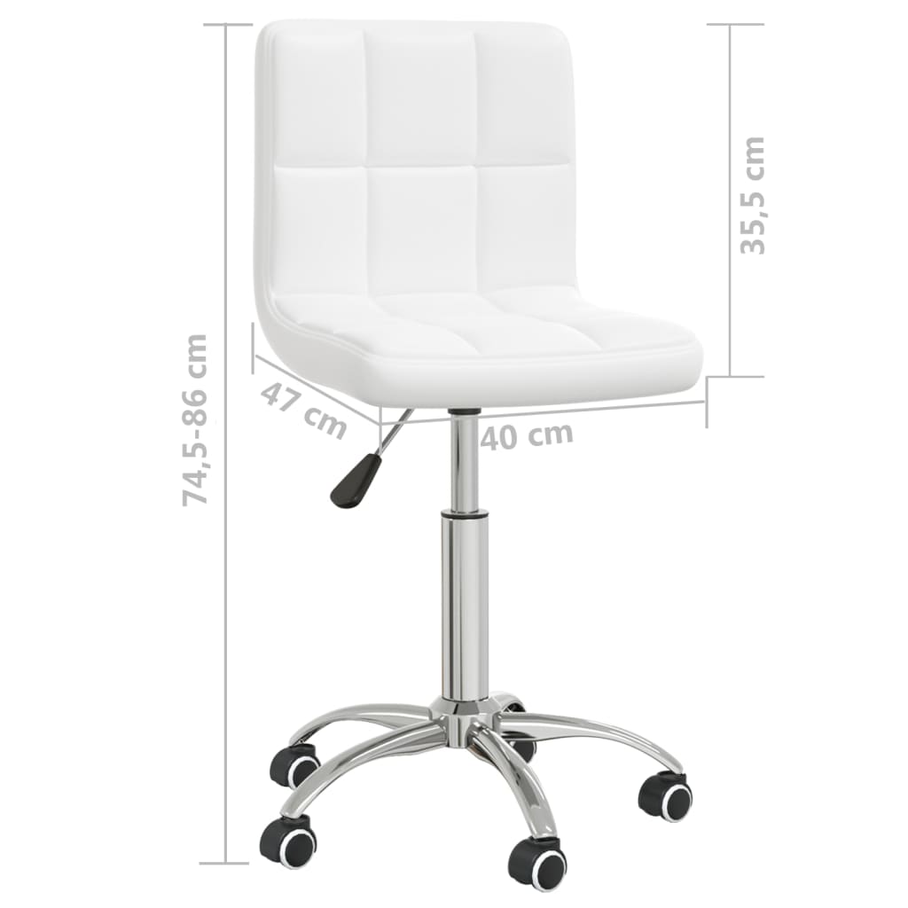 Chaise de bureau pivotante en cuir artificiel blanc