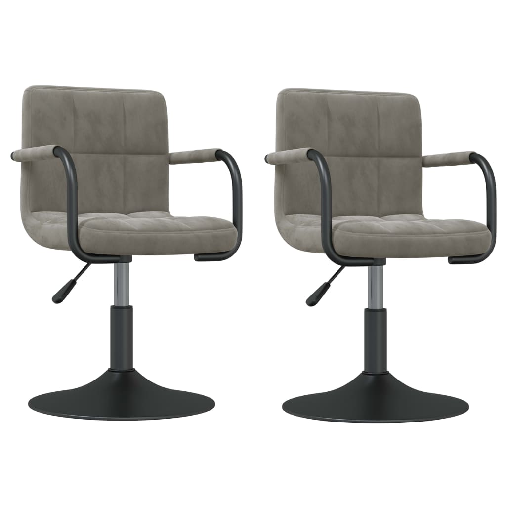 Dining Chairs 2 pcs. Swivel Light Grey Velvet