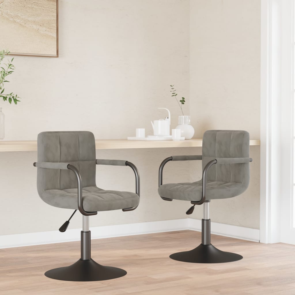 Dining Chairs 2 pcs. Swivel Light Grey Velvet