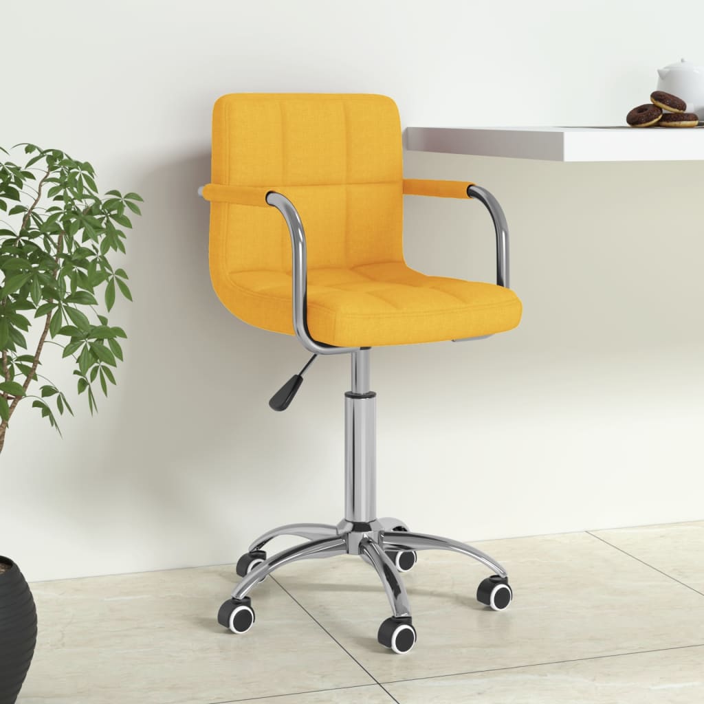 Chaise de bureau pivotante en tissu jaune moutarde