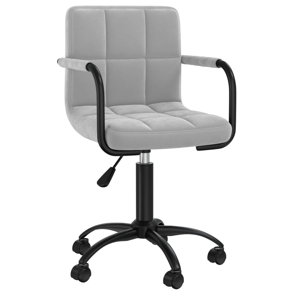 Office chair swivel light grey velvet