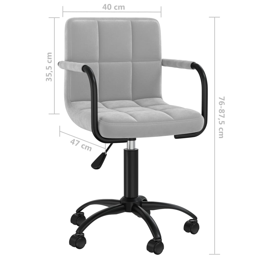 Office chair swivel light grey velvet