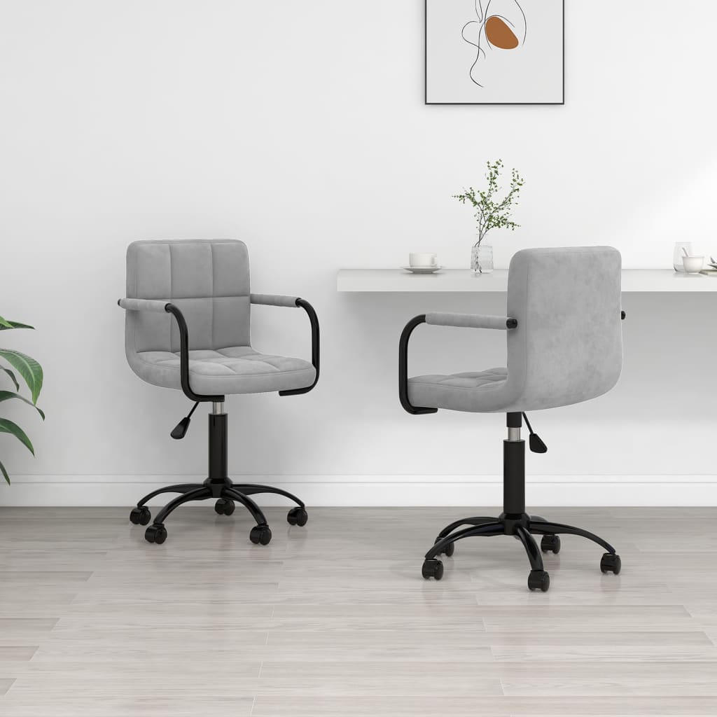 Dining Chairs 2 pcs. Swivel Light Grey Velvet