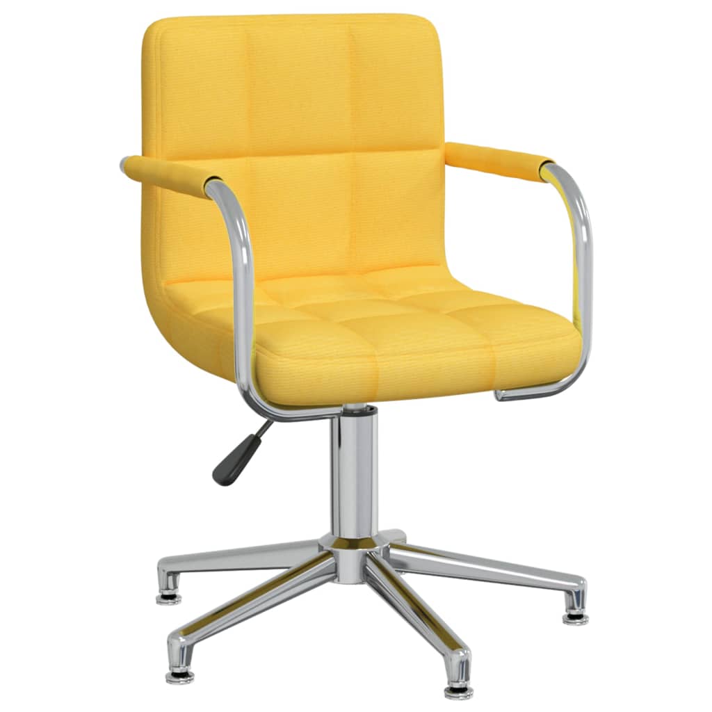 Chaise de bureau pivotante en tissu jaune moutarde