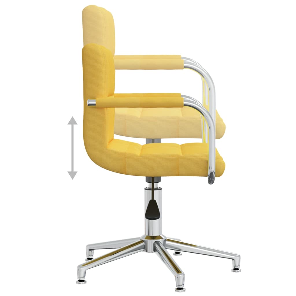 Chaise de bureau pivotante en tissu jaune moutarde