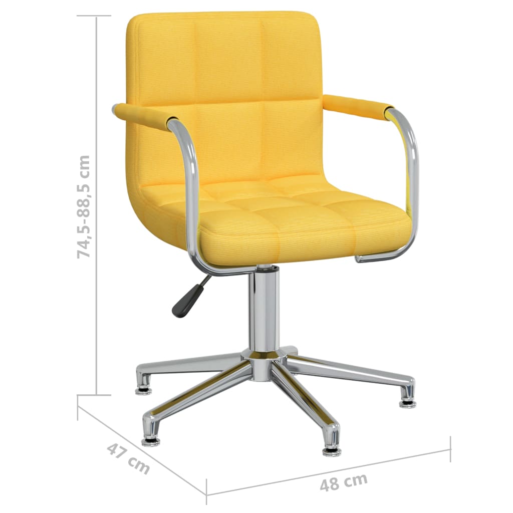 Chaise de bureau pivotante en tissu jaune moutarde