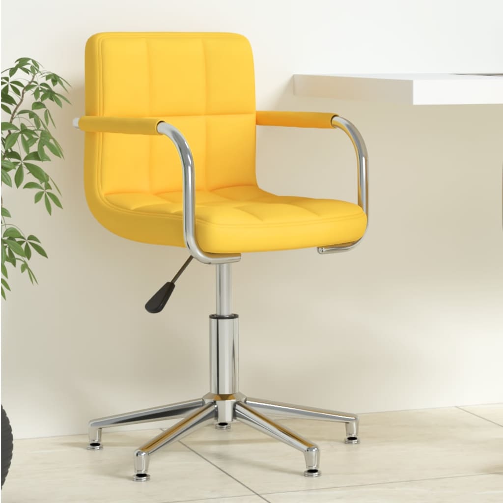 Chaise de bureau pivotante en tissu jaune moutarde