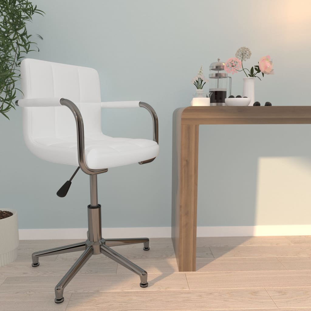 Chaise de bureau pivotante en cuir artificiel blanc