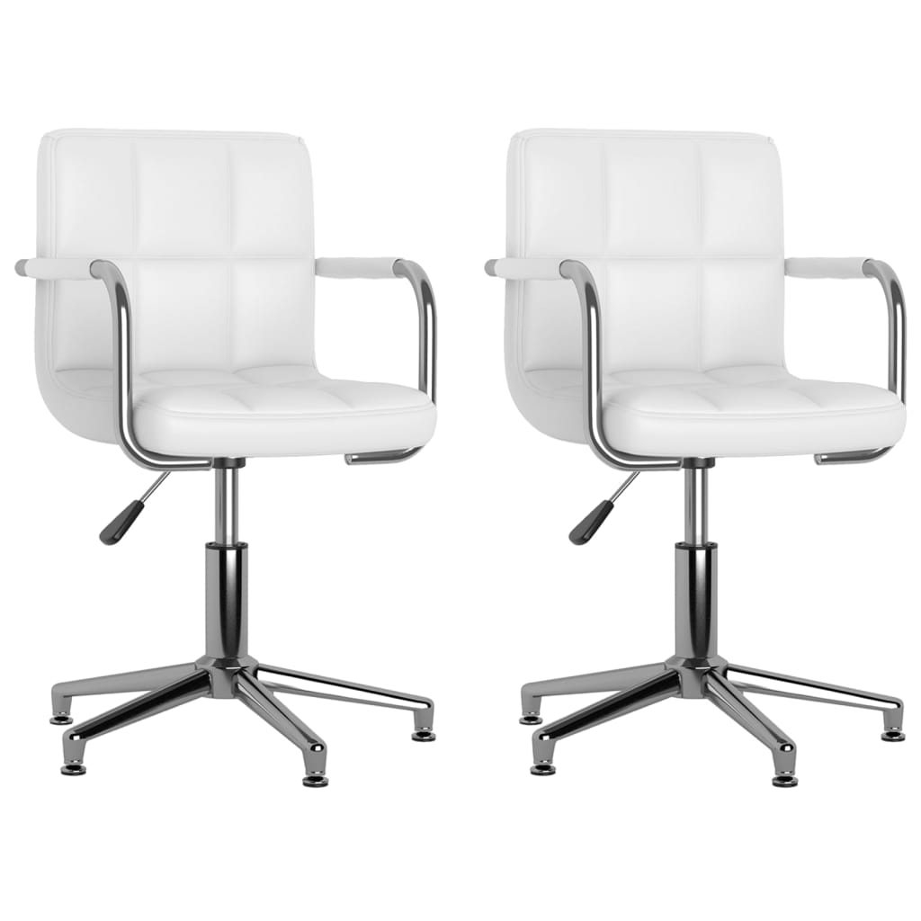 Dining chairs 2 pcs. Swivel white faux leather