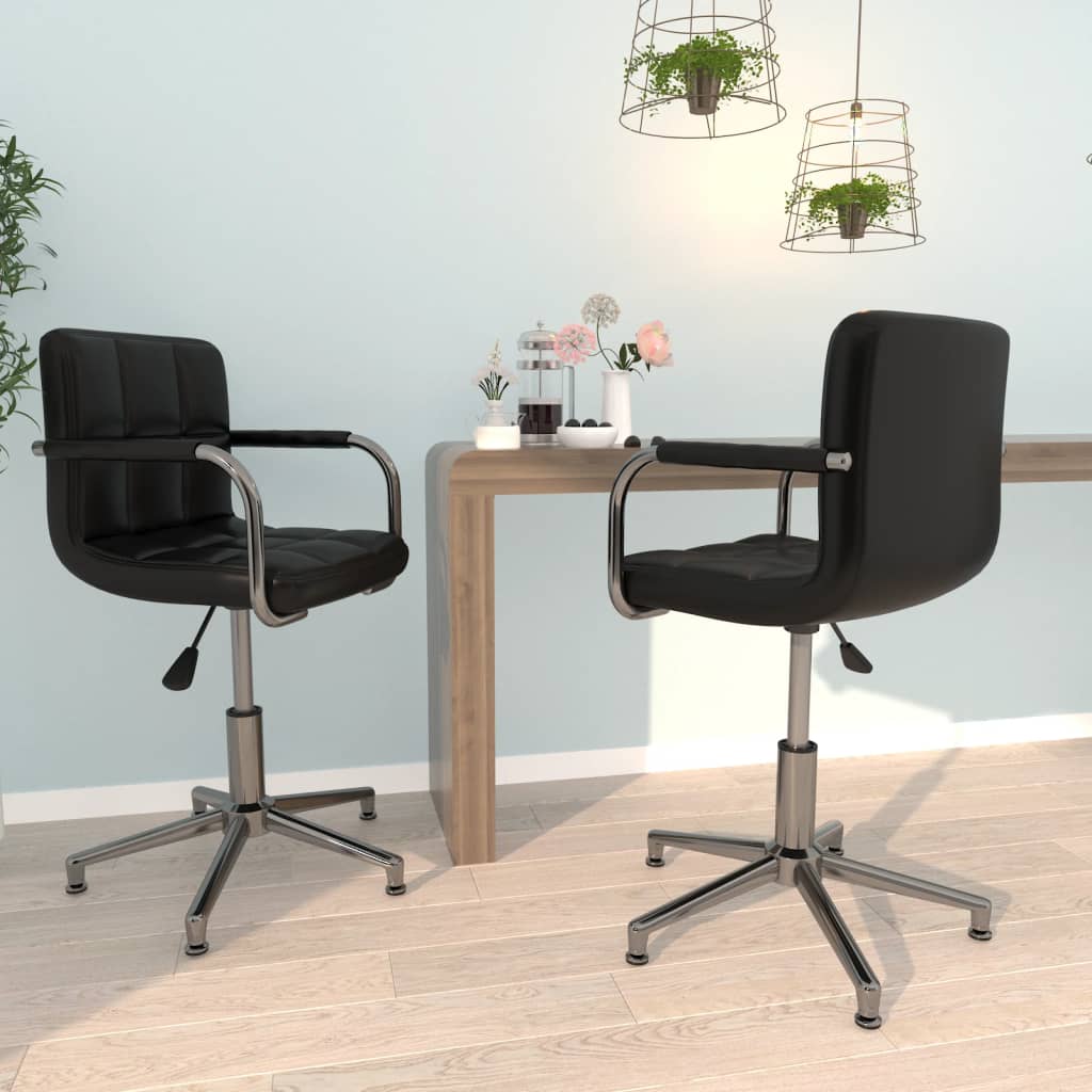 Dining chairs 2 pcs. Swivel black faux leather