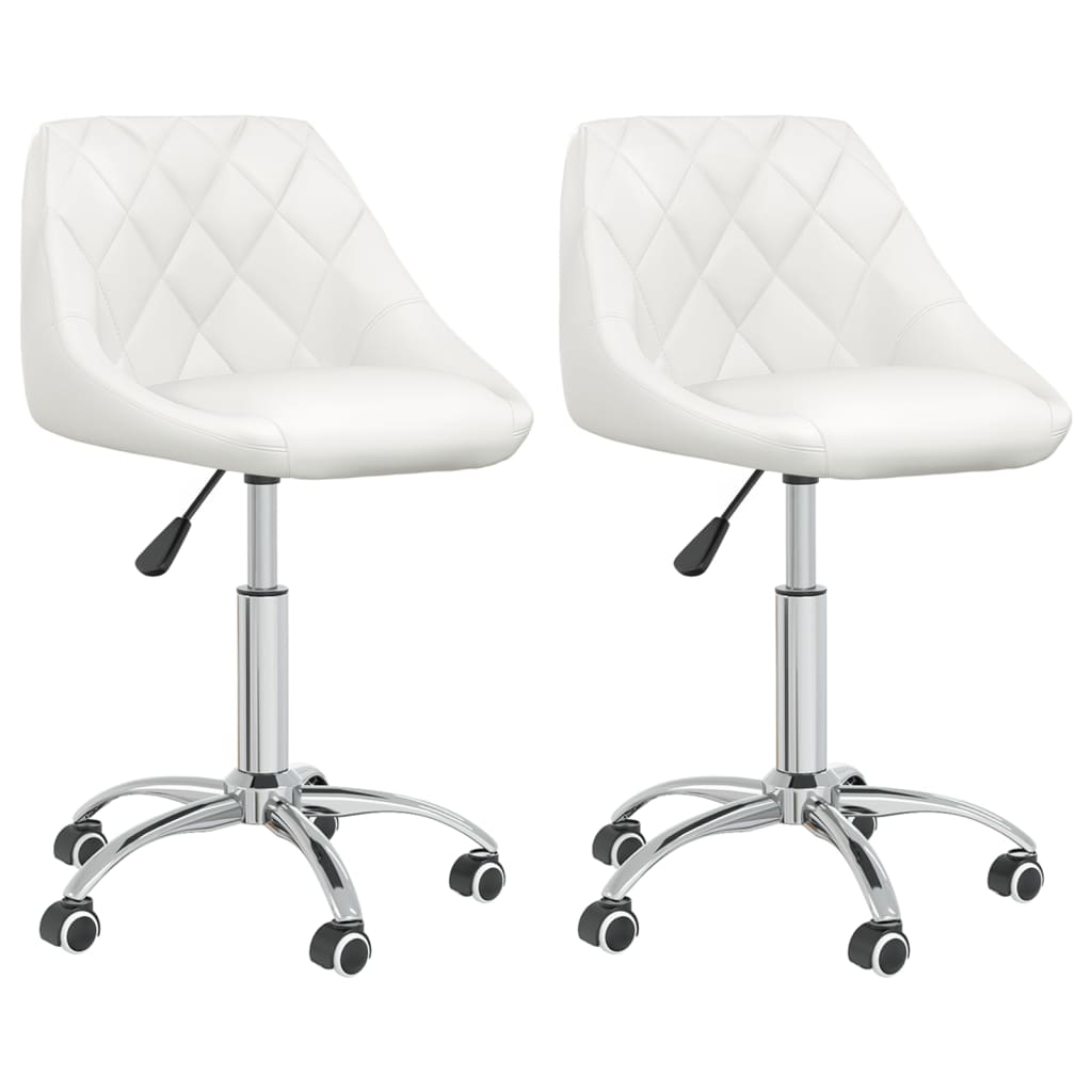 Dining chairs 2 pcs. Swivel white faux leather
