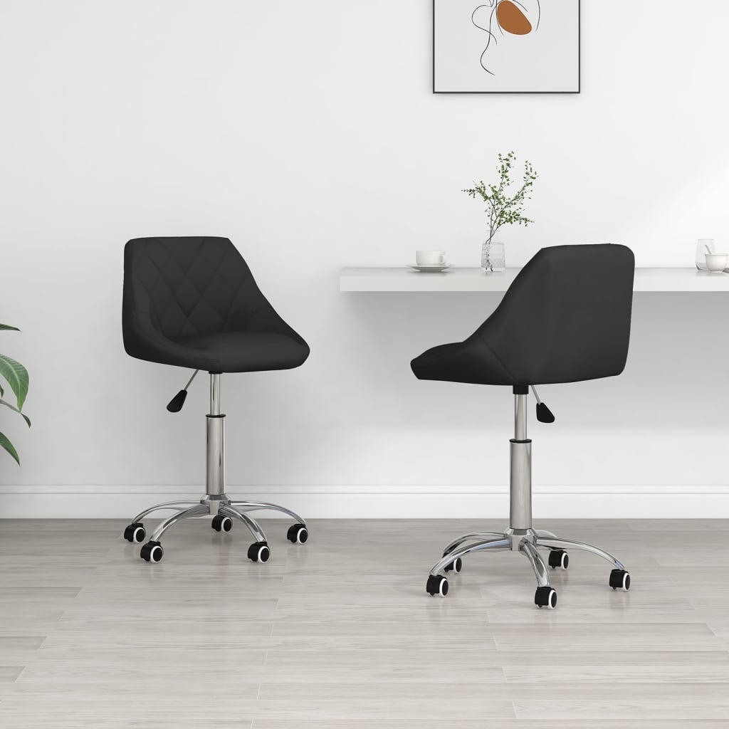 Dining chairs 2 pcs. Swivel black faux leather
