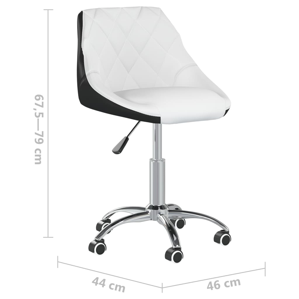 Bürostuhl Drehbar Weiß und Schwarz Kunstleder