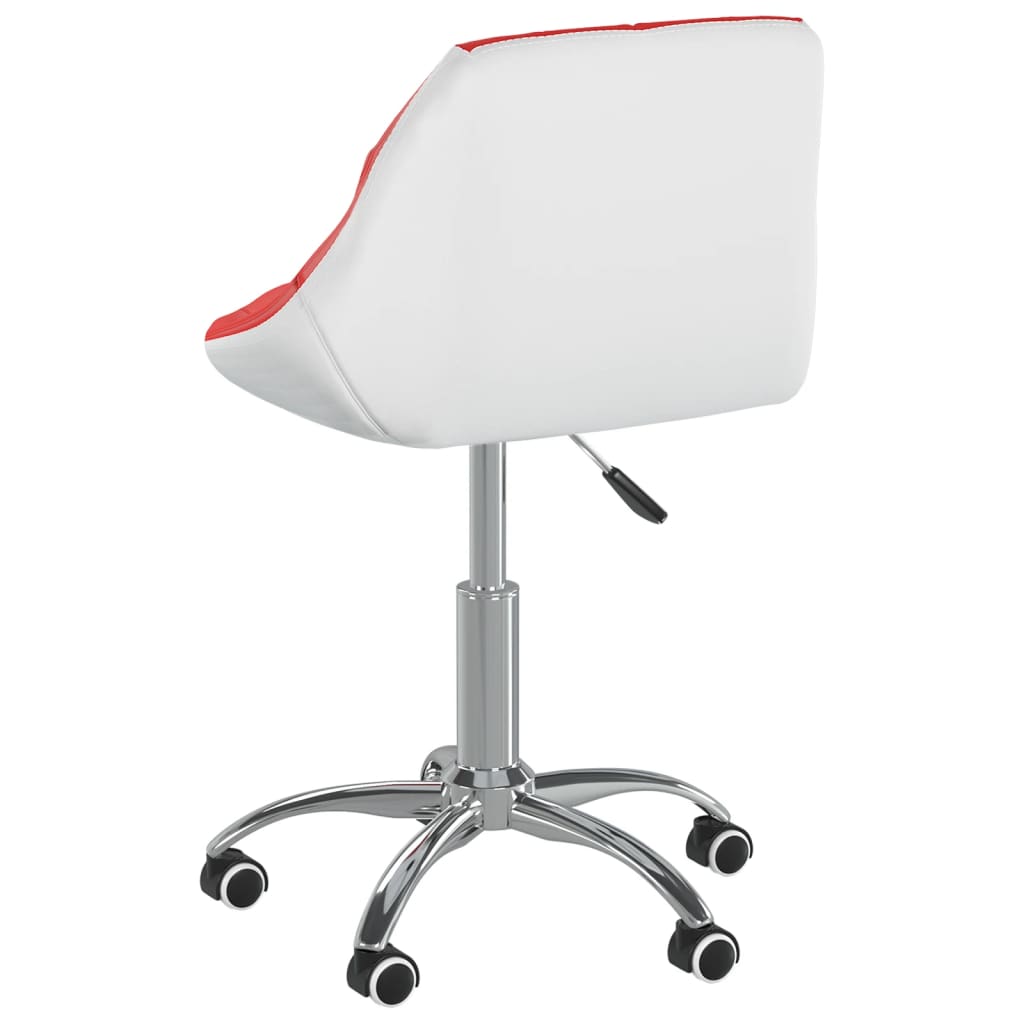 Bürostuhl Drehbar Rot und Weiß Kunstleder